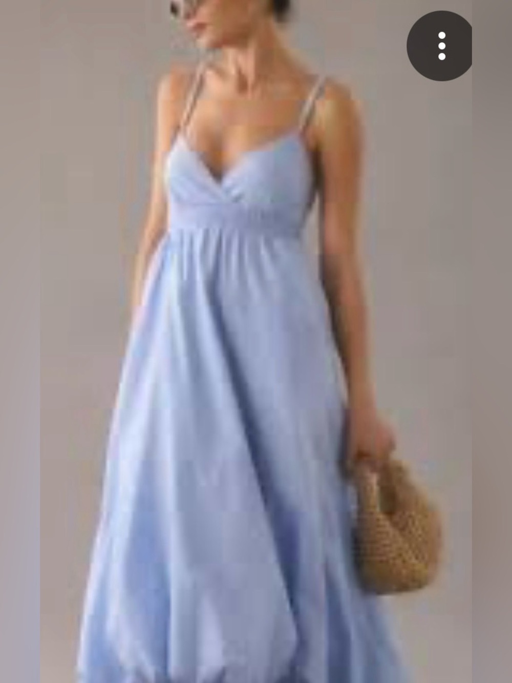 Anthropologie Sz M Light Blue Midi Dress with Elastic Smocked Waist Back Bodice